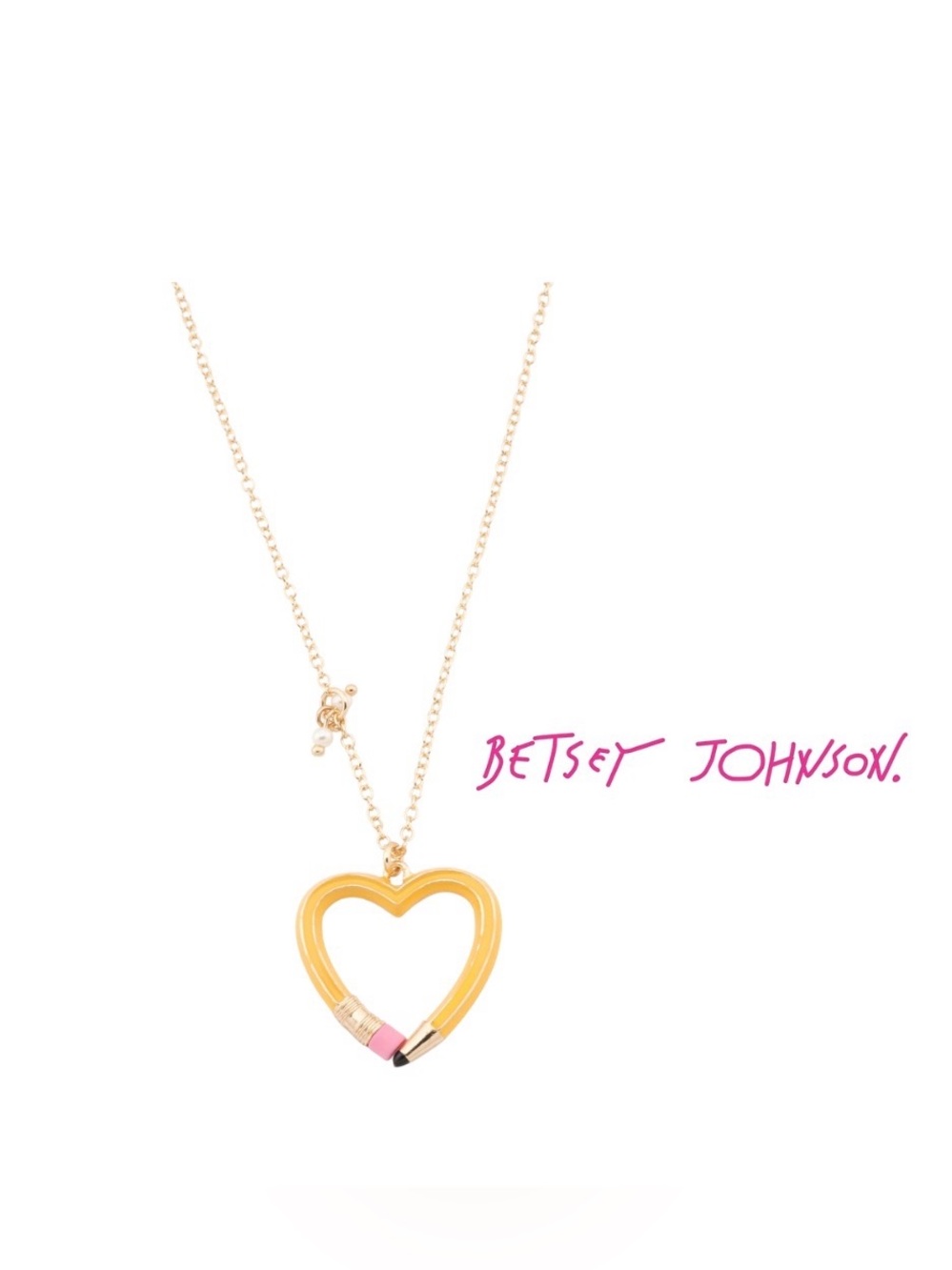 BETSEY JOHNSON Yellow Heart Pencil Pendant Necklac
